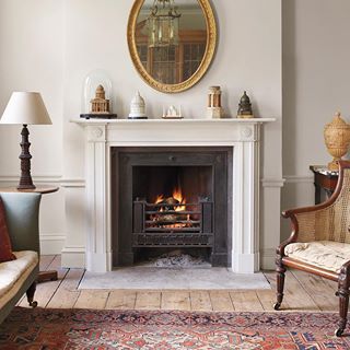 Original Fireplace, Georgian Fireplaces, Georgian Interiors, Cosy Living, Antique Fireplace, Mirror On The Wall, English Country House, Plywood Furniture, Living Room Diy