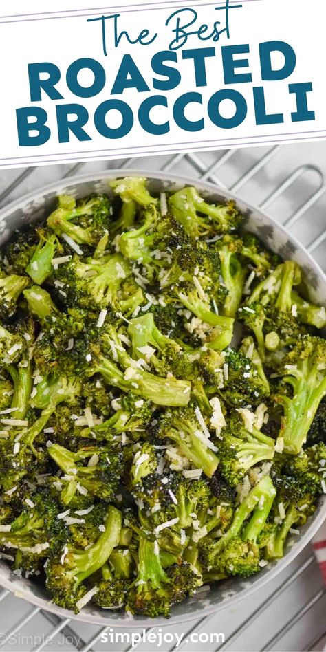 Parmesan Roasted Broccoli is an easy side dish recipe that accompanies so many main dishes and is something the whole family will love! Best Baked Broccoli Recipe, Broccoli For A Crowd, Best Roasted Broccoli Recipe, Broccoli Dish For Thanksgiving, Oven Baked Broccoli Recipes, Oven Roasted Broccolini Recipe, Broccoli Asparagus Recipes, Toasted Broccoli Oven, Low Carb High Protein Side Dishes