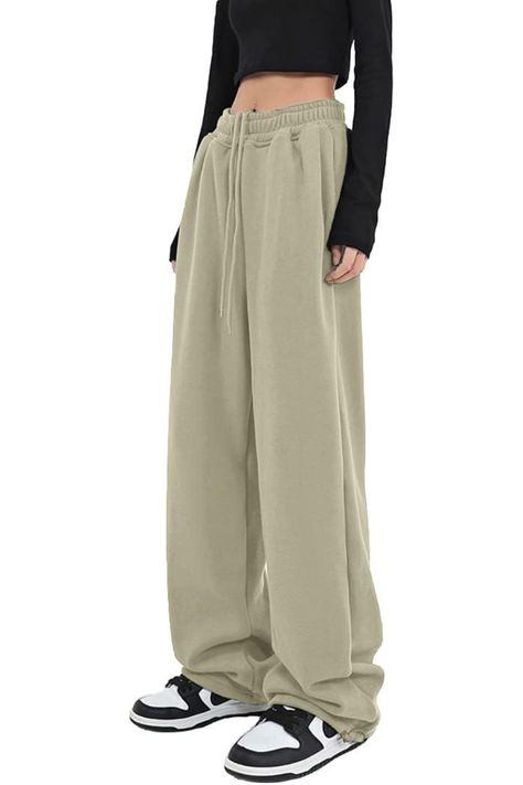 Experience the perfect blend of style and comfort with Women's Wide Leg Sweatpants. These casual, loose-fitting yoga pants are the epitome of cozy chic. Embrace the laid-back vibes with the comfy lounge joggers, featuring a trendy wide leg design for a touch of flair. Complete with convenient pockets, these baggy sweatpants redefine casual elegance. Elevate your relaxation game and stay on-trend effortlessly! 💖👖 #SweatPantsForWomen #WideLegSweatpants #CasualChic #ComfyLounge #JoggersFashion Wide Leg Sweat Pants Outfit Aesthetic, Loose Joggers Outfit, Wide Joggers, Baggy Joggers, Oversized Sweatpants, Pants Comfy, Baggy Sweatpants, Comfy Lounge, Pump Cover