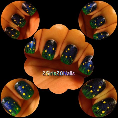 Firefly Nail Art, Firefly Nails, Lightning Bugs, Lucky Duck, Nails Blue, Acrylic Nails Coffin Short, Acrylic Nails Coffin, China Glaze, Nails Coffin