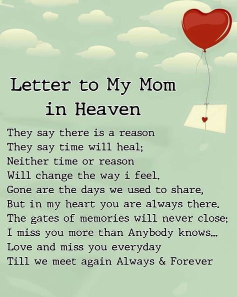 Poems For A Mothers Passing, Heaven Birthday, My Mom In Heaven, Mum In Heaven, Words For Sympathy Card, Bereavement Quotes, Remembrance Quotes, Mum Poems, Letter To My Mom