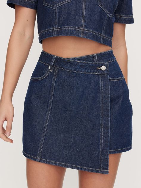 Lena Denim Skort is the skort you did not think you would need - but you do! This ultra chic skort will be a great addition to your wardrobe. Pair with a tee and kicks for a casual look or with the matching top for an on-trend double denim moment!   Model Wears: Size XS/8 | Model's Height: 176cm Jean Skort, Denim Skort, Double Denim, Matching Top, Casual Look, Casual Looks, Wardrobe, How To Wear, Quick Saves