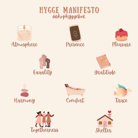 The "Hygge Manifesto," a blueprint for embracing life's simple joys, especially as we cozy up for this fall. The manifesto brings together essential elements to help you cultivate a life that's not just comfortable, but deeply fulfilling.⁣ Consider this your invitation to bring these elements into your daily life. Light that candle, grab that cherished book, and revel in a season that seems almost custom-made for hygge. 🍁🔥🍵 Hygge Manifesto, Meik Wiking, Hygge Book, Hygge Living, Hygge Life, Simple Joys, Embrace Life, Action Plan, Simple Living