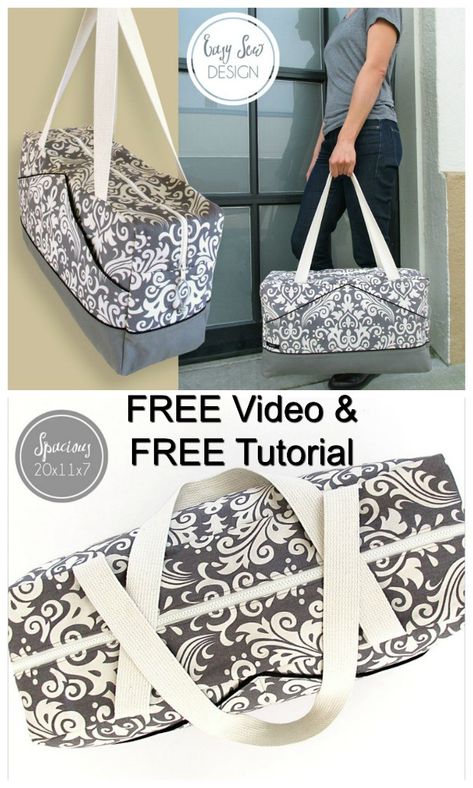 Sew Modern Bags brings you another FREE sewing pattern, this time it's a Perfect Damask Duffle Bag from one of our favourite bag designers. Duffle Bag Pattern, Bag Sewing Pattern, Diy Sac, Modern Bag, Sew Ins, Beginner Sewing Projects Easy, Sac Week End, Bag Sewing, Easy To Sew