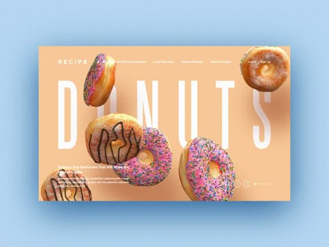 Donut Shop Website Design, Donut Social Media Post, Donut Website Design, Candy Website, Cookie Website, Snack Poster, Donuts Design, Graphic Design Banner, Cookies Website