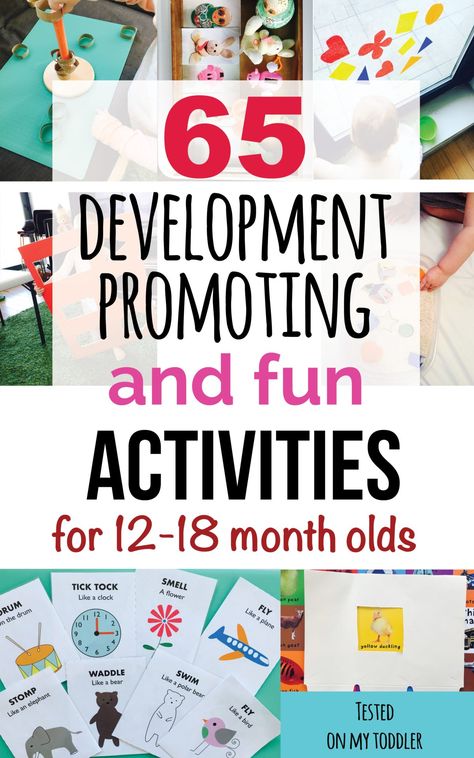 65 Development-Promoting And Fun Activities for 12-18 month olds e-book Activities For One Year Olds, Baby Play Activities, Toddler Development, Development Activities, Toddler Learning Activities, Toddler Fun, Baby Development, Reggio Emilia, Baby Learning