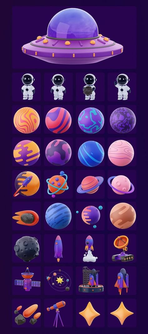 Astronaut Illustration, Planet Icon, Planet Logo, Space Icons, Desain Ui, Planet Design, Space Illustration, Space Games, Game Ui Design