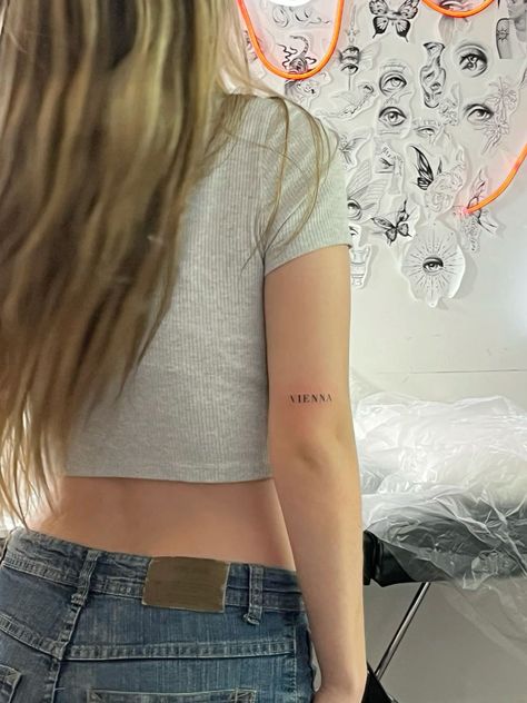 Vienna Waits For You Tattoo, Tattoo Inspo Aesthetic, Vienna Tattoo Billy Joel, Fineline Tattoo Ideas, Vienna Tattoo, Side Wrist Tattoos, Mat Aesthetic, Magic Runes, Tattoo Spots