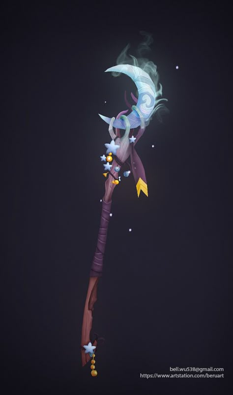 ArtStation - Moon Staff, Bell Wu Anime Magic Staff, Moon Staff Design, Wand Concept Art, Air Character Design, Magic Staff Ideas, Staff Drawing, Moon Character Design, Moon Scepter, Moon Staff