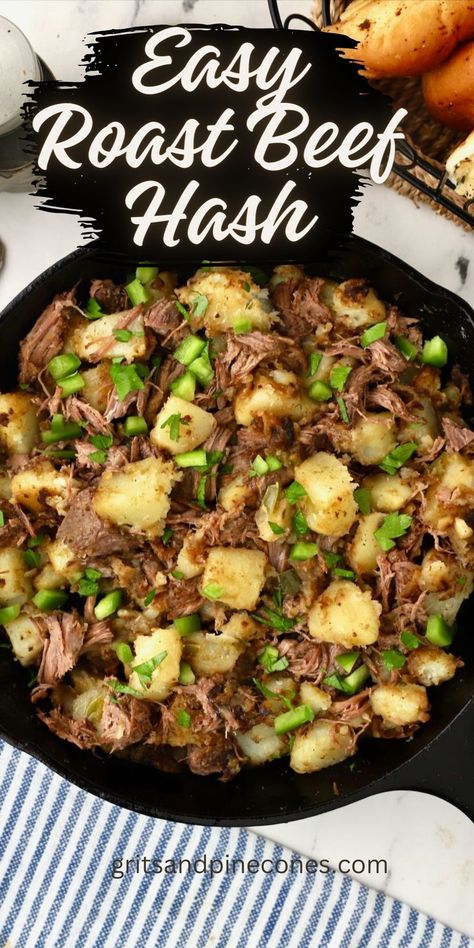 Roast beef hash is an easy recipe for weeknight dinners, and you can use leftover roast beef! It's a comfort food skillet meal that is no-fuss and super filling. This hearty meal is great for a cozy winter night or a weekend brunch, and since it's super fast to make, you can add it to your menu during busy weeks! Cooked Roast Beef Recipes Leftover, Roast Beef Casserole Recipes, Canned Beef Recipe, Roast Beef Hash, Easy Roast Beef, Beef Hash Recipe, Leftover Roast Beef Recipes, Cozy Winter Night, Easy Suppers