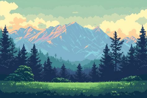 Alps cut pixel wilderness landscape mountain. | premium image by rawpixel.com / nywthn Pixel Art Mountain Landscapes, Pixel Art Scenery Landscapes, Pixel Art Wallpaper Ipad, Pixel Art Fantasy Landscape, 8 Bit Landscape, Mountain Pixel Art, Pixel Art Summer, Pixel Mountain, Mountain Character