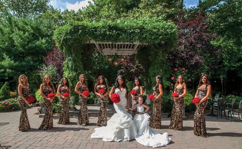 tracy-dimarco-jerseylicious-wedding-naninas Animal Print Bridesmaid Dresses, Cheetah Wedding Theme, Leopard Print Wedding Theme, Leopard Wedding Theme, Cheetah Wedding, Cheetah Print Wedding, Animal Print Wedding, Leopard Print Wedding, Tracy Dimarco