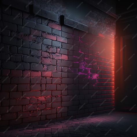 Premium Photo | Textured brick walls old brick wall with neon lights 3d illustration Pink Brick Background, Red Brick Wall Wallpaper, Brick Wall Neon Sign, Neon Brick Wall Background, Old Brick Wall, Brick Wall Background, Allah Photo, Old Bricks, Brick Walls