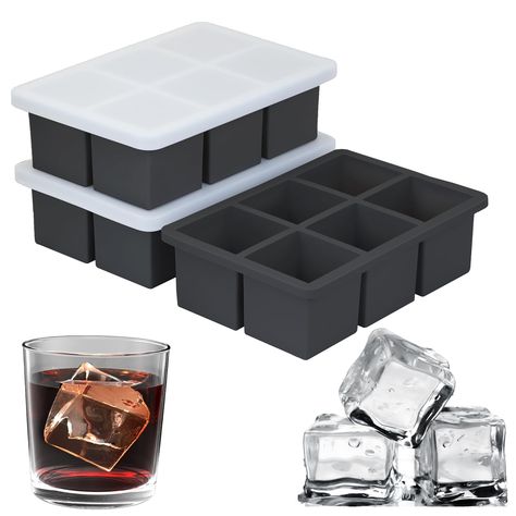 PRICES MAY VARY. Silicone Ice Cube Trays; Made with food-grade silicone material, BPA free, they are safe to contact with food and drink directly, and you can use them to freeze liquid like water, fruit juice, baby food, and more Easy-Release Large Ice Cube Tray; Designed with independent cavity at the bottom, flexible & non-stick silicone surface, you can easily get large ice cubes by just pushing from the bottom. It is dishwasher safe, very easy to clean Big Ice Cubes for Whiskey; they are 2 i Large Ice Cube Tray, Whiskey Ice, Whisky Cocktails, Ice Trays, Baby Food Storage, Silicone Ice Cube Tray, Ice Cube Maker, Ice Molds, Ice Cube Molds