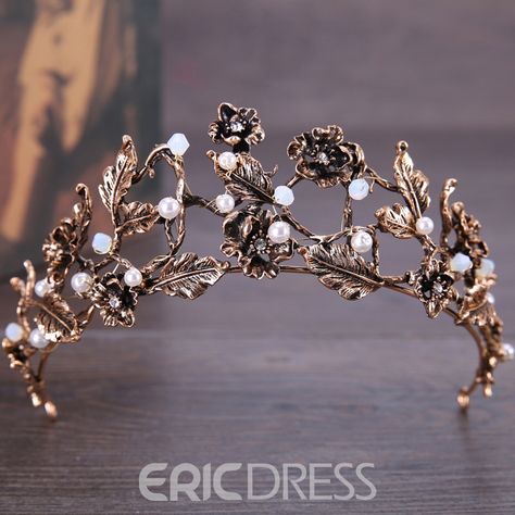 Gold Leaf Crown, Crystals Wedding, Wedding Tiaras, Vintage Tiara, Rose Gold Sparkle, Random Fashion, Bride Tiara, Bride Headband, Pearl Tiara