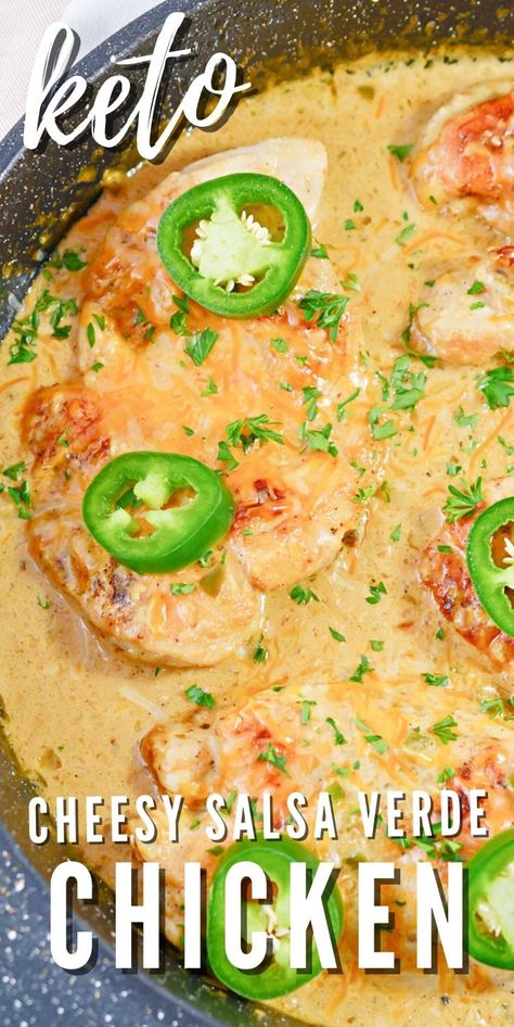 Keto Salsa Verde Chicken, Mexican Skillet Dinner, Low Carb Salsa, Keto Salsa, Salsa Verde Chicken Recipe, Mexican Skillet, Chicken Verde, Creamy Salsa, Cozy Dinners