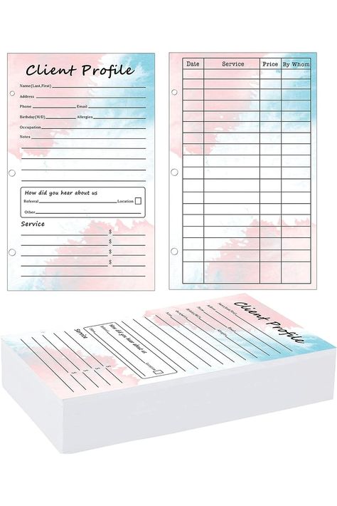 50 Pack Customer Information Card Client Profile Cards 5.5 x 8.5 Inch - Client Contact Profile Record Cards Customer Information Sheets Client Data Cards for Nail Hair Salon Spa Hairdresser Supplie Nail Client Record Cards, Customer Information Sheet, Hairstylist Career, Employees Card, Client Profile, Hairdresser Salon, Nail Prices, Business Marketing Plan, Budget Sheets