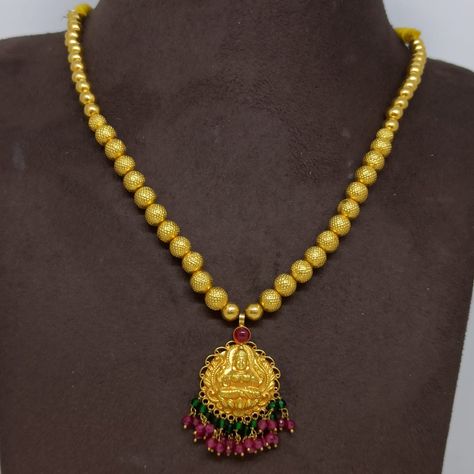 Gundla Mala With Lakshmi Pendent, Lakshmi Pendent Gold, Longchain Designs, Gundla Mala, Pendal Set, Fashion Jewelry Necklaces Gold, Temple Jewellery Earrings, Gold Necklace Wedding, Hand Chain Jewelry