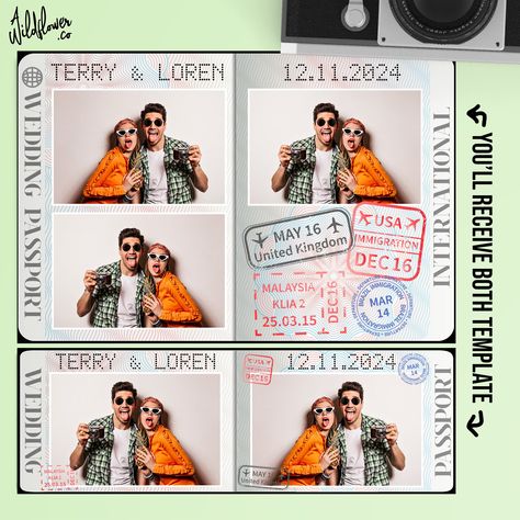 Photo Booth Frame Template, Passport Photo Booth, Photoshop Software, Photo Strip, Photos Booth, Passport Photo, Photo Booth Frame, Travel Theme, Custom Templates