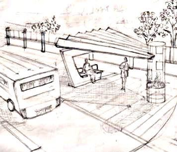 bus stop Bus Stop Drawing Sketch, Bus Station Design Architecture, Bus Stop Design Architecture, Bus Stop Sketch, Bus Stop Drawing, Architect Career, Bus Stop Design, Solar Panels Design, Terminal Bus