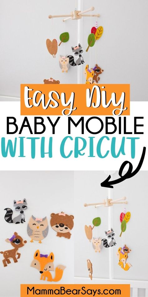 Baby Mobile Cricut, Cricut Baby Toys, Cricut Mobile Projects, Felt Cricut Projects, Baby Cricut Ideas, Cricut Nursery Projects, Cricut Nursery Decor, Cricut Baby Projects, Cricut Felt Projects