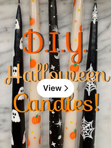 Lemon8 · DIY Halloween Painted Candles! ✨🎃 👻  · @Kaylee Spooky Candle Painting, Candlestick Diy Craft Ideas, Halloween Candlesticks Diy, Spooky Craft Night, Candle Painting Halloween, Halloween Painted Candles, Halloween Candle Painting, Diy Halloween Candles, Painted Candlesticks Diy