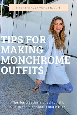 How to Make a Monochromatic Outfit/Monochrome Outfit Inspiration | Breathing Lavender - Fashion and Lifestyle Blog Petite Monochromatic Outfit, Tonal Outfits Monochrome, Monochromatic Outfit Casual, Purple Monochrome Outfit, Monochrome Blue Outfit, Monochromatic Blue Outfit, Monochromatic Outfit Summer, Monochrome Outfit Casual, Monochromatic Outfit Fall