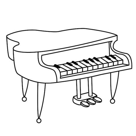 A black and white drawing of a piano | Premium Vector #Freepik #vector #grand-piano #pianist #synthesizer #playing-piano Simple Piano Drawing, Gambar Piano, Drawing Of Piano, Piano Outline, Piano Drawing Easy, Watercolour Objects, Piano Black And White, Piano Clipart, Piano Sketch