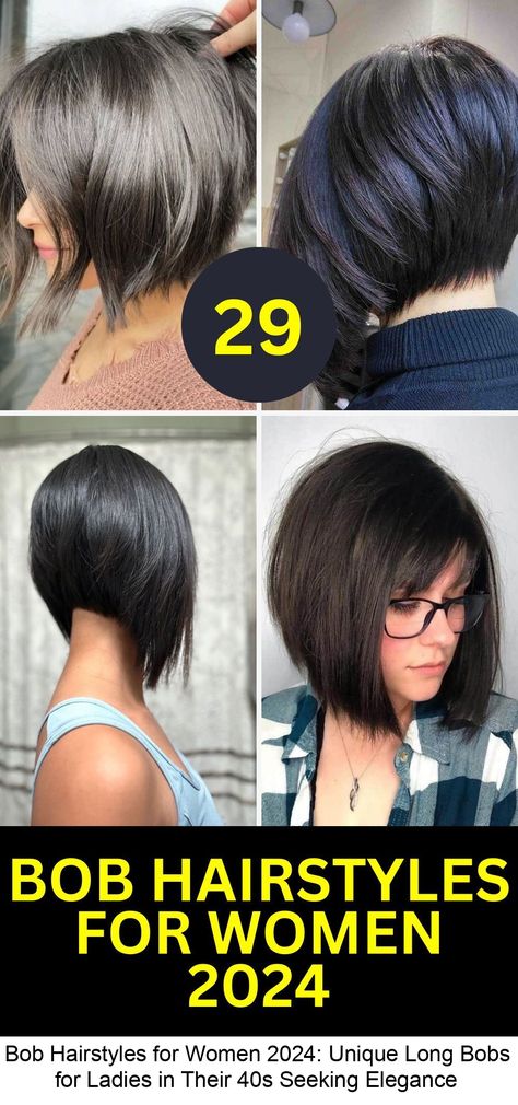 Discover the top 29 bob hairstyles for women in 2024 with our expert guide. From chic short bobs to elegant long bobs, find your perfect style. Whether you're over 40, 50, or want a fresh look, these updated and classy bobs are tailored for thick hair, with bangs, and for every face shape. Embrace the new year with a stunning makeover. Get inspired now! #bobhairstyleideas Bob Haircut 2024 Trends, Short Inverted Bob With Bangs, Short Bob Hairstyles For Fine Hair 2024, Inverted Bob Haircuts For Fine Hair, Back View Of Bob Hairstyles, Choppy Bob For Thick Hair, Bob Hairstyles With Layers, Haircut Bobs, Thick Hair With Bangs