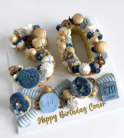 Letter Cake Ideas For Men, Mens Number Cake, Simple 30th Birthday Cake For Men, Blue And Gold Number Cake, Number 80 Birthday Cake, Cream Tart Cake Number Uomo, 30 Number Cake For Men, 40 Number Cake For Men, 60 Number Cake For Men