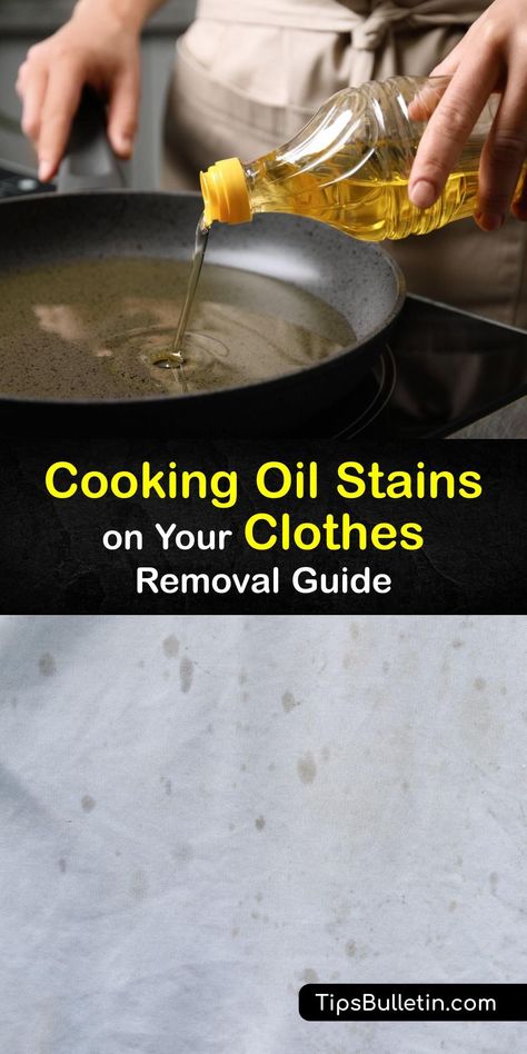 Oil stain removal is easy when you have the right tips. Discover how to get grease and cooking oil stains off your clothes and out of your life for good. Learn how to save fabrics with baking soda, dish soap, hot water, and more in our terrific tutorials. #remove #cooking #oil #clothes Food Grease Stains Out Of Clothes, How To Get Grease Spots Out Of Clothes, How To Get Pit Stains Out Of Shirts, How To Get Cooking Oil Out Of Clothes, How To Clean Oil Stains From Clothes, Get Oil Out Of Clothes, Remove Oil From Clothes, How To Get Grease Out Of Clothes, How To Get Oil Stains Out Of Clothes