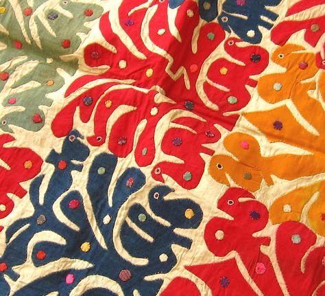 Antique Folk Art Applique Textile from Gujarat, India. Love it! Folk Art Textiles, Folk Art Applique, Indian Motif, Shirt Patterns, Indian Motifs, Cultural Traditions, Applique Art, Antique Folk Art, Art Appliqué