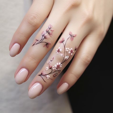 3d Finger Tattoo, Flower Tattoo On Hand For Women, Dainty Floral Finger Tattoo, Tiny Dainty Flower Tattoo, Flower Ring Finger Tattoo, Finger Floral Tattoo, Orchid Finger Tattoo, Sagittarius Tattoo Finger, Side Finger Tattoos For Women Meaningful