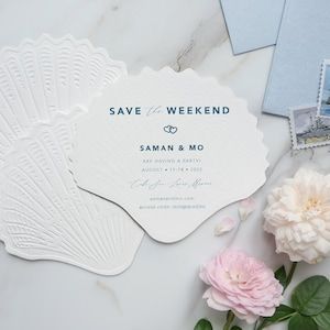 Beach Save The Date Ideas, Coastal Wedding Save The Date, Seashell Wedding Invitations, Oyster Save The Date, Coastal Save The Date Ideas, Beach Wedding Stationery, Beachy Wedding Invitations, Coastal Save The Date, Ciara Wedding