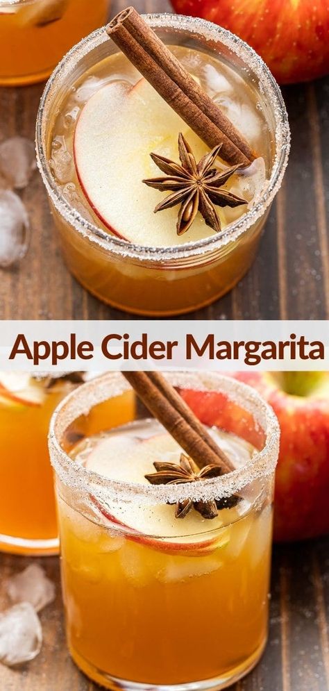 Cider Margarita Recipe, Apple Cider Margarita, Cider Margarita, Apple Margarita, Apple Cider Drink, Cider Drinks, Apple Cider Cocktail, Fall Cocktails Recipes, Homemade Apple Cider