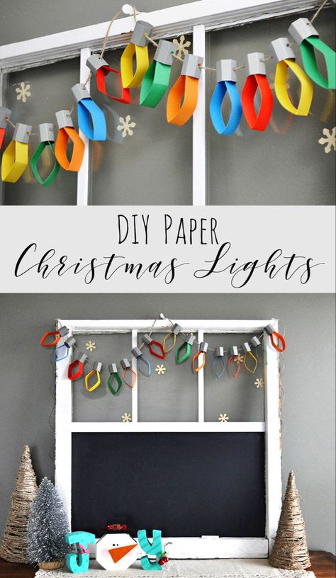 Paper Christmas Lights, Juleverksted For Barn, Jul Diy, Diy Christmas Lights, Diy Jul, Christmas Decorations For Kids, Christmas Paper Crafts, Diy Christmas Decorations Easy, Christmas Classroom