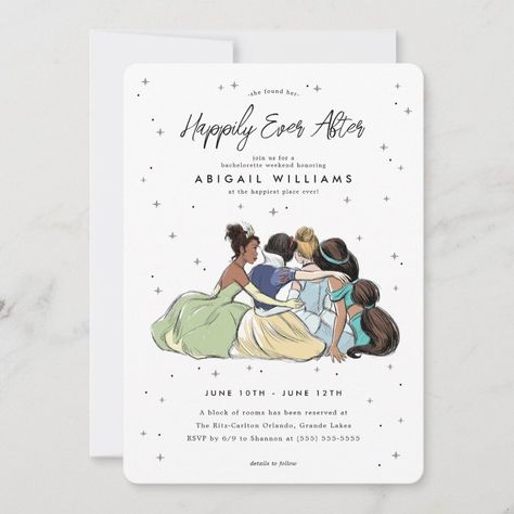 Disney Princess Sketch Bachelorette Party Invitation  Zazzle Princess Bachelorette Party, Disney Princess Sketches, Disney Bachelorette Parties, Princess Sketches, Disney Bachelorette, Bachelorette Party Weekend, Bachelorette Party Invitation, Bachelorette Invitations, Wedding Party Supplies