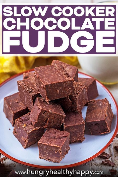 Fudge is such a delicious and indulgent treat and if you haven't made it yourself before, you are going to be asking yourself why not! This Slow Cooker Chocolate fudge recipe couldn't be simpler, as it's so easy to make and there are so many variations of it that you can have it a different way every time Crockpot Candy Recipes, Slow Cooker Fudge, Slow Cooker Recipes Dessert, Slow Cooker Desserts, Cooking Chocolate, Low Carb Cookies, Slow Cooker Recipes Healthy, Indulgent Desserts, Crockpot Meals