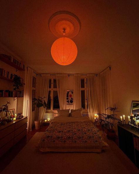 @goodeyesthetics · · · · · · · · · · #interiordesign #architecture #apartmentinterior #apartmenttherapy #apartmentdecor #livingroomdecor… | Instagram Orange Theme Bedroom, Light Over Bed, Warm Lighting Bedroom, Alternative Bedroom, Interior Magazine, Decoration For Party, Wall Panels Bedroom, Future Apartment Decor, Party Garden