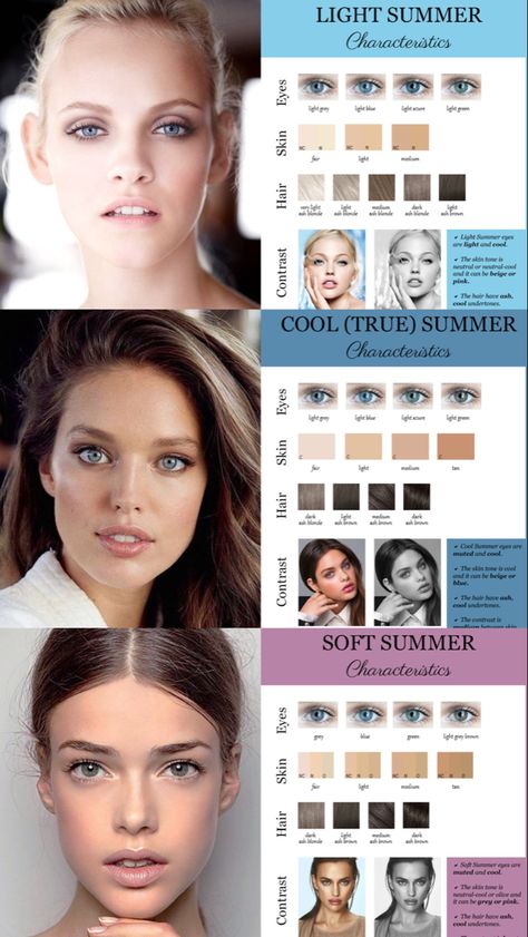 Summer Personal Color Palette, Summer Skin Color Palette, Light Summer Soft Natural, Hair Colour For Summer Skin Tone, Soft Summer Hazel Eyes, Hair Color For Soft Summer Skin Tone, Palette Summer Cool, Soft Summer Color Palette Celebrities, Summer Palette Hair Color