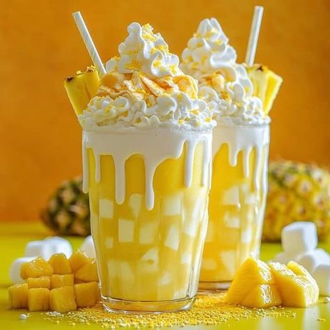 Ram Nam Extreme Milkshakes, Yellow Desserts, Decadent Chocolate Desserts, Mango Puree, Sweet Delights, Dessert Cups, Milkshakes, No Bake Treats, Vanilla Ice