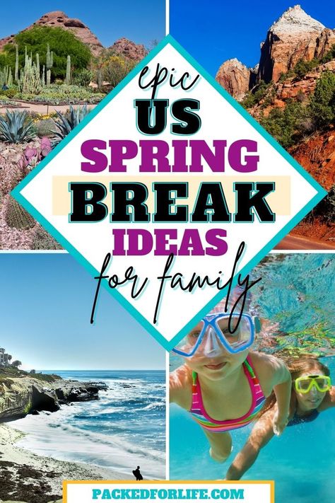 Spring Break For Kids, Spring Break With Kids, Spring Break Destinations Families, Best Vacations With Kids, Best Spring Break Destinations, Family Friendly Vacation Destinations, Spring Break Ideas, Spring Travel Destinations, Family Vacations Usa