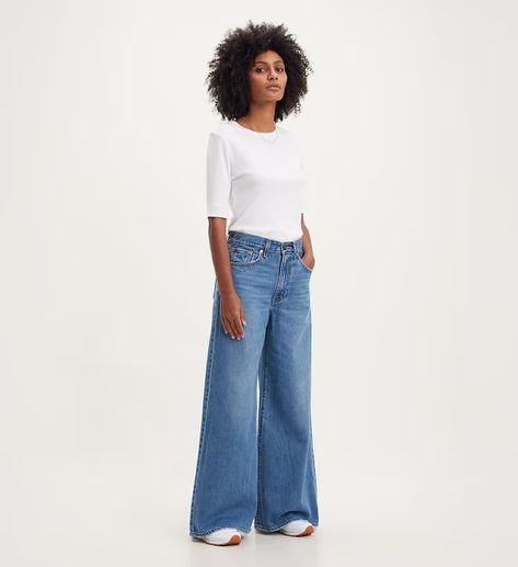 Xl Flood Women's Jeans - Medium Wash | Levi's® US Statement Jeans, Slouchy Jeans, Olive Green Pants, Blue Denim Pants, Cropped Wide Leg Jeans, Flare Denim Jeans, Denim Patterns, Flare Leg Jeans, Loose Jeans