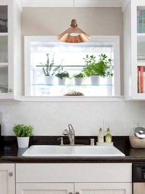 @jennifer_stagg  shares why copper is for much more than Moscow Mule mugs in your decor! Decorate Window, Above Kitchen Sink, Herb Garden In Kitchen, White Tile Backsplash, Window Shelves, Over Sink, Kitchen Herbs, Compact Kitchen, Kitchen Redo