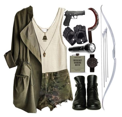 "Zombie apocalypse." by carse ❤ liked on Polyvore featuring Tala, H&M, Jamie Jewellery, Aspinal of London, Uniform Wares and Chanel Zombie Apocalypse Outfits, Kostum Peri, Apocalypse Costume, Apocalypse Clothing, Apocalypse Outfit, Apocalypse Fashion, Zombie Apocalypse Outfit, Zombie Clothes, Runners Outfit