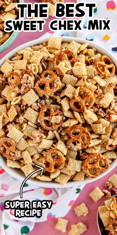 Crock Pot Chex Mix Recipes Slow Cooker, Peanut Butter Chex Mix Recipes, Sweet And Salty Snack Mix Recipes, Snack Mixes For A Crowd, Sweet Chex Mix Recipes, Sweet Party Mix Recipe, Chex Mix Recipes Christmas, Sweet Chex Mix Recipe, Salty Chex Mix