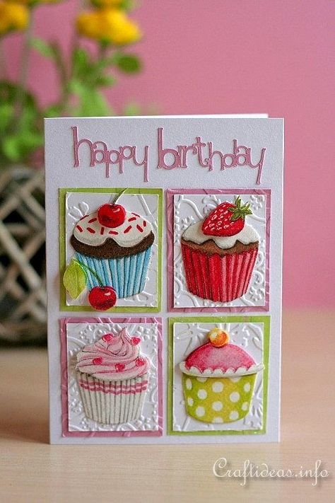 Cupcake Birthday Cards, Cupcake Cards, Cupcake Card, Homemade Greeting Cards, Homemade Birthday Cards, Bday Cards, Birthday Cupcake, Making Greeting Cards, Embossed Cards