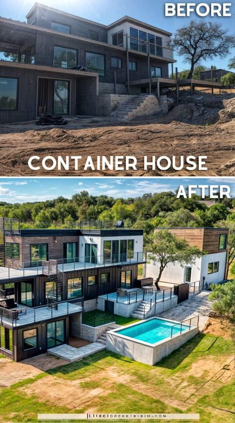 Shipping Container Home Designs, Shipping Container House Plans, Container Buildings, Building A Container Home, Shipping Container Home, Lake Travis, Container House Plans, Casa Container, Shipping Container House