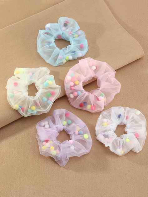 Scrunchies Hairstyle, Diy Baby Bows Headbands, Diy Baby Bows, Pom Pom Decor, Flower Scrunchie, Hair Tie Accessories, Scrunchies Diy, Large Hair Bows, Childhood Movies