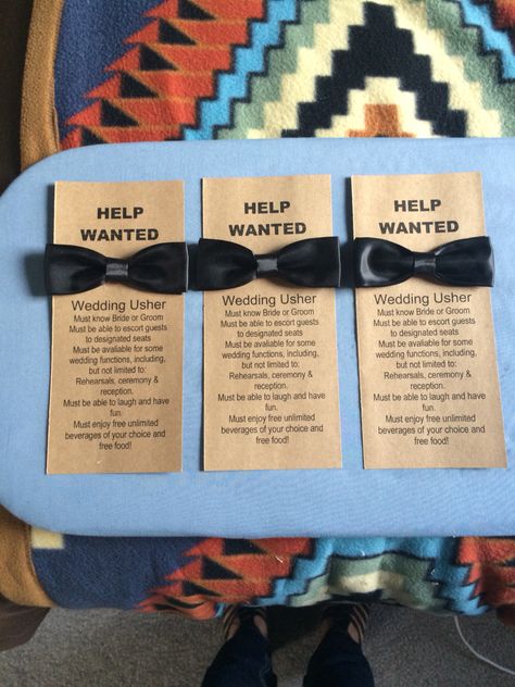 Will you be my usher? Wedding usher cards I made. How To Ask An Usher To Be In Wedding, Usher Proposal Ideas Wedding, Gifts For Ushers At Wedding, Usher Proposal Ideas, Wedding Usher Proposal, Wedding Party Roles, Usher Proposal, Wedding Usher, Casual Wedding Reception